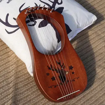 

7-String Lyre Lightness and Portability No Space Occupy Harp Mahogany Solid Wooden Metal Strings Stringed Instruments
