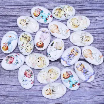 

20Pcs Cabochons Cameos Dome Seals Oval Mixed Baby Angel Patterns Glass Crafts DIY Making Findings 10x14mm