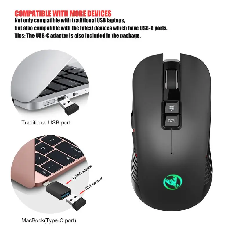 T30 эргономичная беспроводная игра Mute mouse 3600 dpi перезаряжаемая беззвучная мышка компьютерная мышь для Macbook ноутбуков геймеров