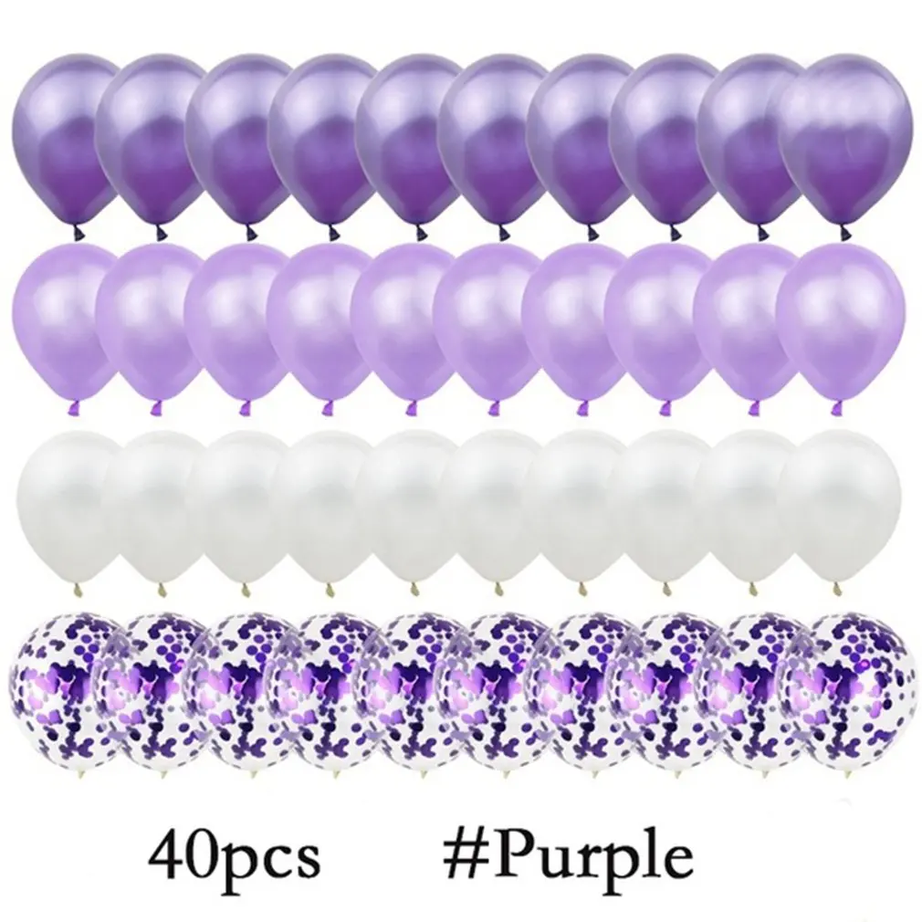 purple40pcs Горячее предложение 30/40 шт 12-дюймовый блестки воздушных шаров из латекса, праздничные вечерние макет украшения набор многоцветные латекс декоративные шары - Цвет: purple40pcs