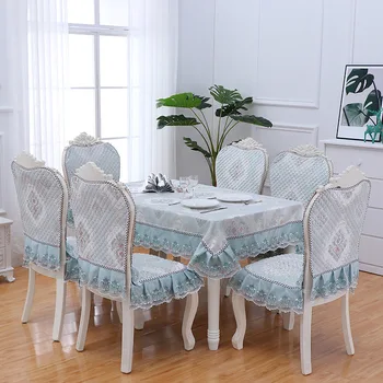 

New Arrival Europe Embroidered Table Cloth Satin Thicken Chair Cover Seat Cushion Rectangle Tablecloth Home Wedding Decor tapete