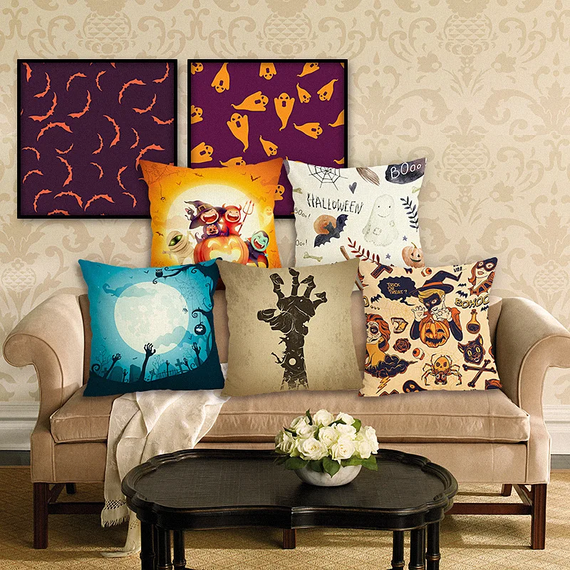 

Halloween pattern hug pillowcase Waist cushion cover printed cotton hug pillowcase Leisure sofa decorative cover