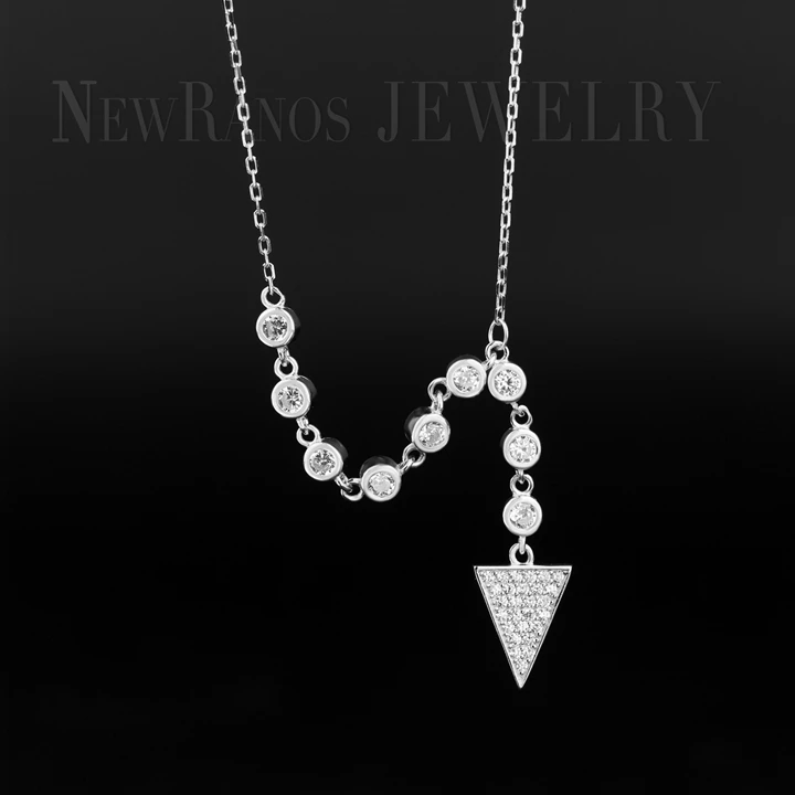 925 пробы серебро утверждающий кулон Цепочки и ожерелья Iced Out треугольное ожерелье очарование кубического циркония Цвет для Женская мода