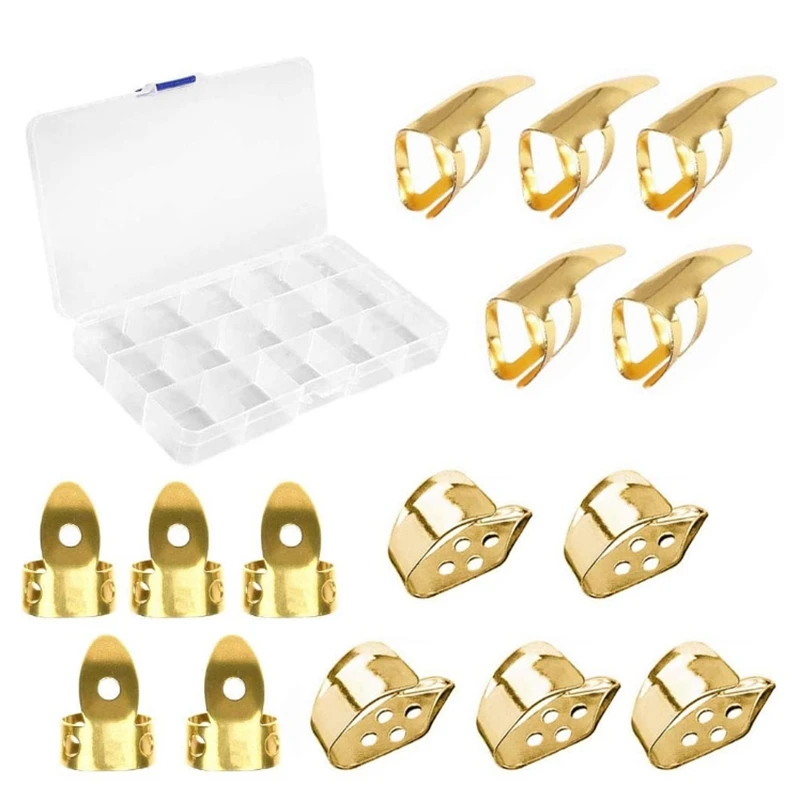 

Guitar Picks Set Guitar Thumb Finger Picks Including 15 Pieces Thumb and Finger Picks (3 Types) with Storage Box