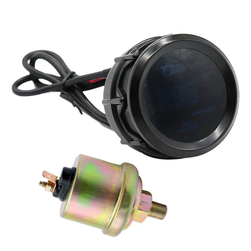 2" 52mm Digital Red LED Oil Pressure Gauge With Sensor Auto Car Motorcycle
