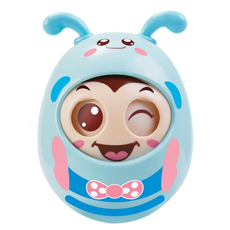 Мигающий неваляшка игрушка мультфильм круглая мигающая ранняя развивающая игрушка Детская Музыкальная погремушка игрушка для малышей зубной гель - Цвет: Blue