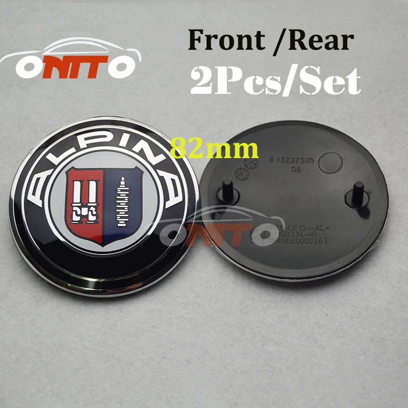 

Good Quality 1PCS /2pcs Set ABS 82mm No Expoy Car emblem logo badge Front boot Auto label trunk badge hood Bonnet For Alpina