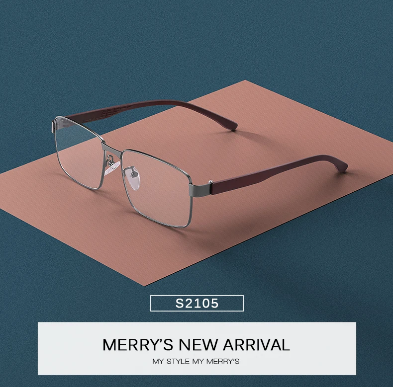 MERRYS дизайнерские мужские деловые квадратные очки с оправой, мужские очки для близорукости по рецепту TR90, оправа из титанового сплава, ноги S2105