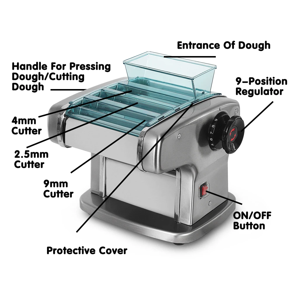 ITOP Noodle Machine Pasta Noodle Maker Machine Commercial Household Stainless Steel Spaghetti 2/ 3 /4 Cutter IT-FKM
