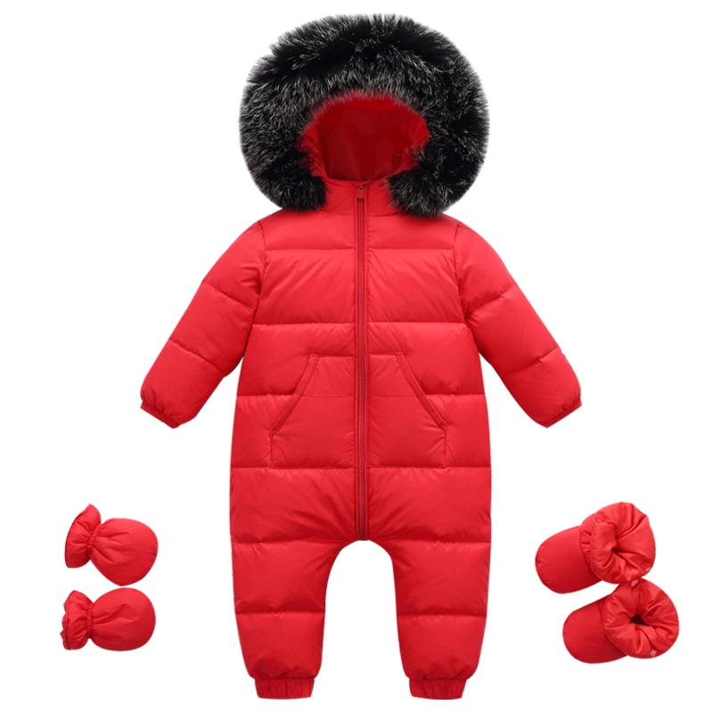 Baby Snowsuit Winter Jumpsuit Newborns Snow Wear Clothes Down Fur Jacket Kids Girls Coats Infant Rompers for Boy Parka Overalls