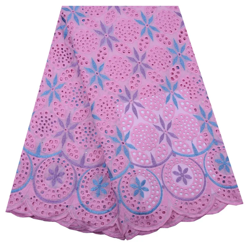 Pink Kalume, африканская швейцарская вуаль, кружево в швейцарском стиле с дырками, нигерийская швейцарская хлопковая кружевная ткань для свадебной вечеринки F1794 - Цвет: Pink