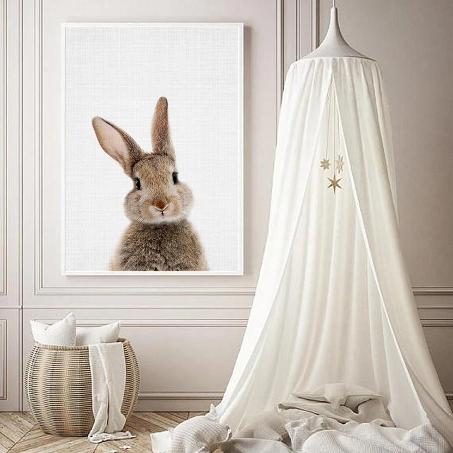 Кролик BunnyTail лесной животный детский Декор цветок холст картина девушки плакат печать стены Искусство картина Детская комната Домашний декор