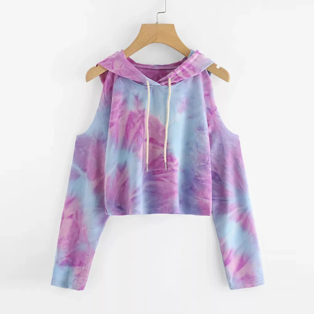 Women Autumn Sweatshirt Women's Hoodie Strapless Printed Sweatshirt Long Sleeve Pullover Tops Blouse 7.26