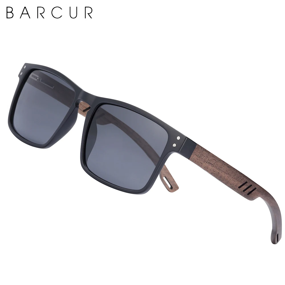 BARCUR Lunettes de soleil polarisées pour homme marque de luxe Bc 80-48  noir à prix pas cher