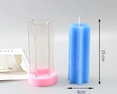 6x15 candle mold Форма для изготовления свечей ручной работы, шестигранная цилиндрическая форма для свечей, DIY формы для украшения дома lz03 - Цвет: 6x15 candle mold