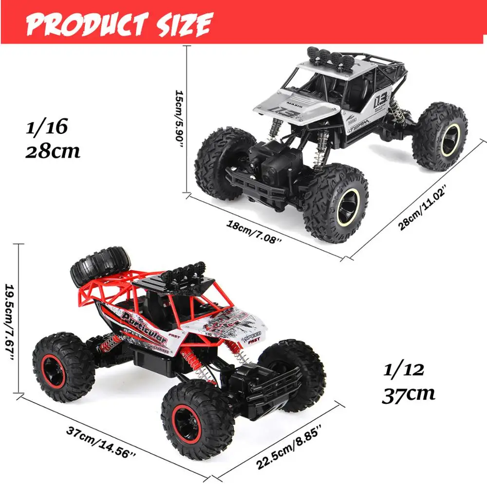 4WD 1:12/1:16 28/37 см RC автомобили высокого Скорость внедорожный подъемник 2,4 г радио Управление высокое шин RC Грузовики Игрушки для мальчиков