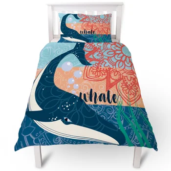 

Marine Life Whale Sea Animals Duvet Cover Pillow Case Quilt Cover Set Bedclothes Single Bedding Sets For Bed