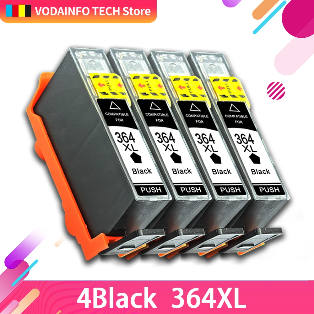 

QSYRAINBOW 4black Compatible Ink Cartridge for HP 364 XL HP364 for HP Deskjet 3070A 5510 6510 C510a C309a Printers 5515 5520