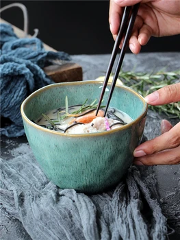 

Creative Ceramic Water Heart Green Noodle Bowl Fruit Salad Bowl Creative Irregular Large Soup Bowl Noodle Bowl LB72206