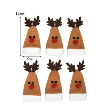 

6pcs Deer Wine Bottle Cover Christmas Bottle Plug Creative Bottle Plug Cover for Kitchen Home Party Office