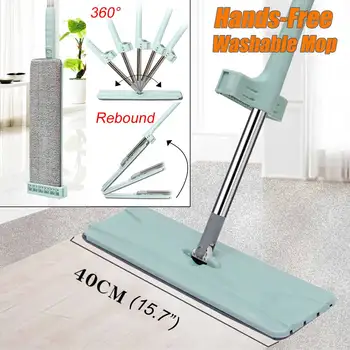 

Easy Self Wringing Mop Lazy Flip Flat Mop 360 Spin Wet Dry Mopping with Reusable Replacement For Wooden Floors and Kitchens