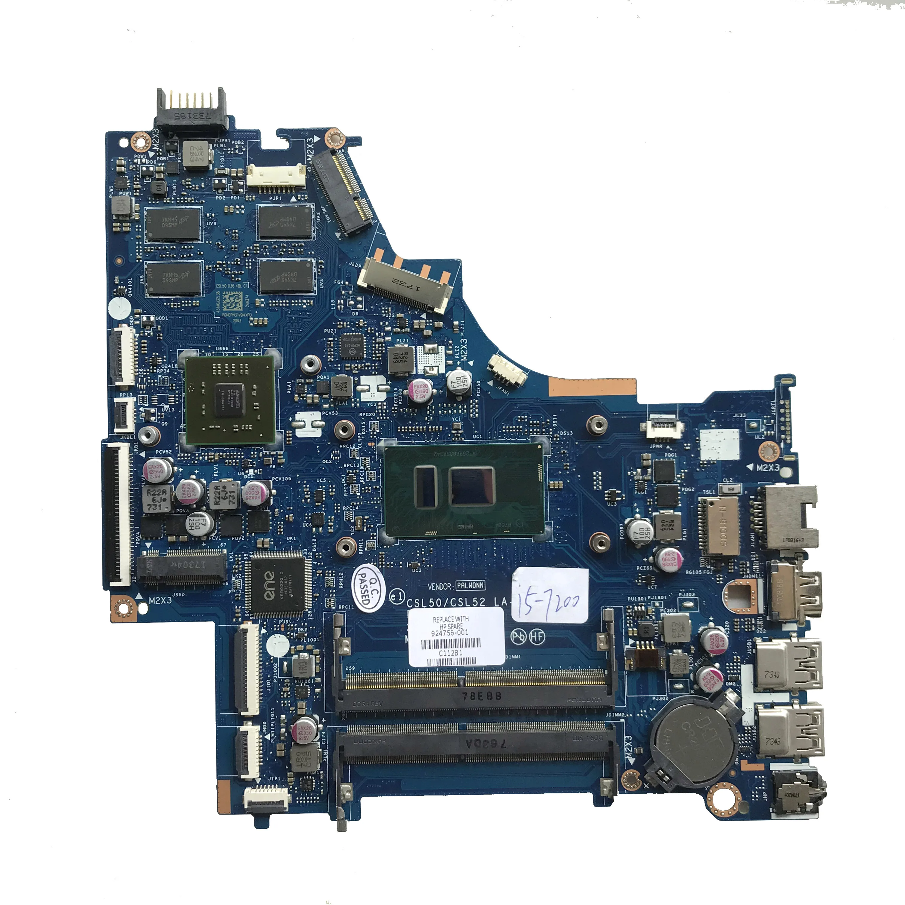 For HP 15-BS Notebook Motherboard 924756-001 924756-501 924756-601 LA-E801P I5-7200U Fully tested