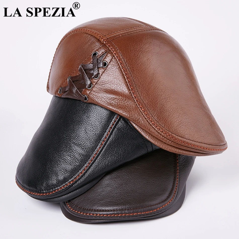 LA SPEZIA, натуральная кожа, берет, мужская шапка, повседневная, черная, плоская кепка, мужская, из воловьей кожи, Duckbill, плюща, кепка s, осень, зима, дирёры, кепка, роскошная шапка