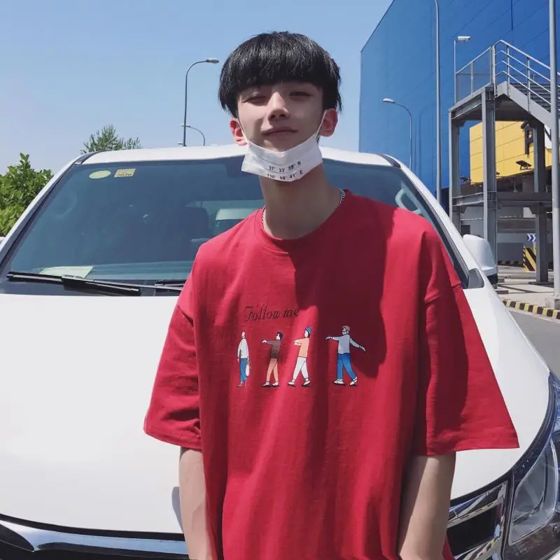 

Short Sleeve T-shirt Summer Trend Hong Kong Style Korean-style Loose-Fit Casual Half Sleeve T-shirt Men And Women INS Super Fire