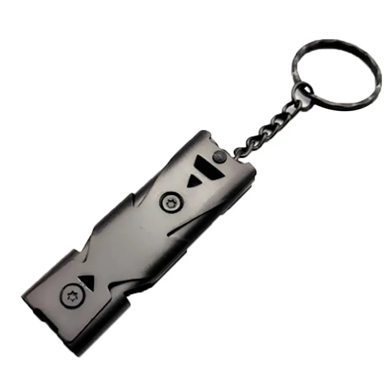 Survival Stainless Steel High-frequency Emergency Survival Whistle Keychain SOS Double Tube EDC Whistle Camping Hiking Outdoor