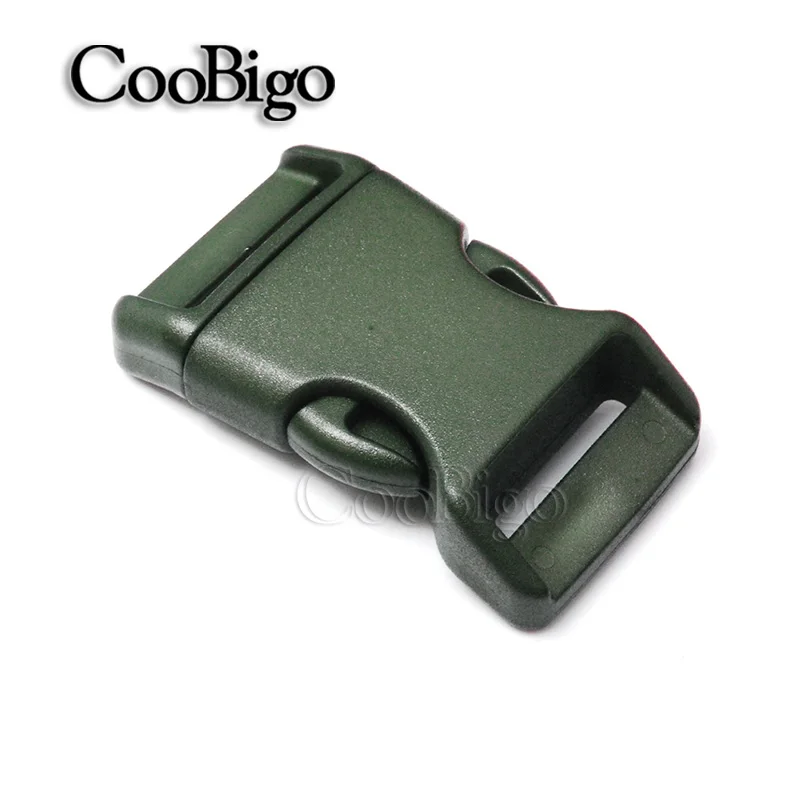 MilitaryGreen 100 шт. в упаковке 3/4 ''пластиковые цветные Контурные боковые пряжки, лямки, Размер 20 мм, Паракорд для браслетов и сумок, запчасти, 13 цветов на выбор - Цвет: MilitaryGreen