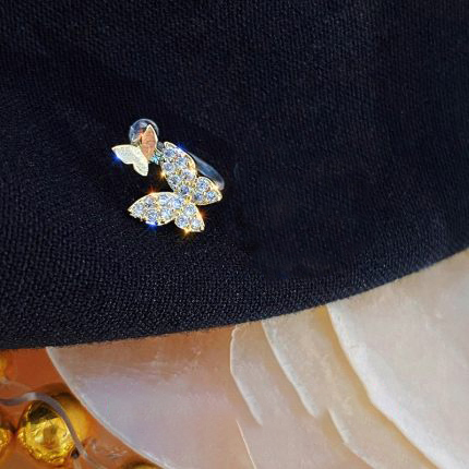 Fashion Cute Rhinestone Gold Color Butterfly Stud Earrings For Women No Piercing Fake Cartilage Earring Gifts