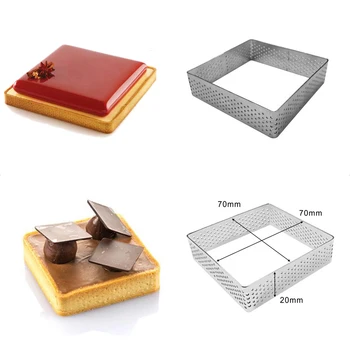 

Square Pie Tartlet Molds Stainless Steel French Dessert Mousse Fruit Tart Ring Quiche Cake Mold au Citron Cheese Pans 70*70*20mm