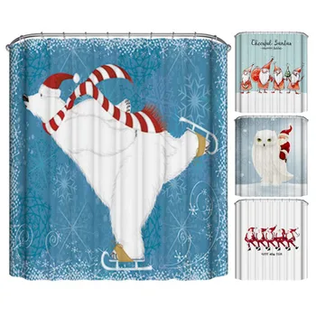 

Animal Theme Shower Curtain Polyester Fabric Waterproof Mildew Shower Curtain Kid Bathroom Christmas Decor