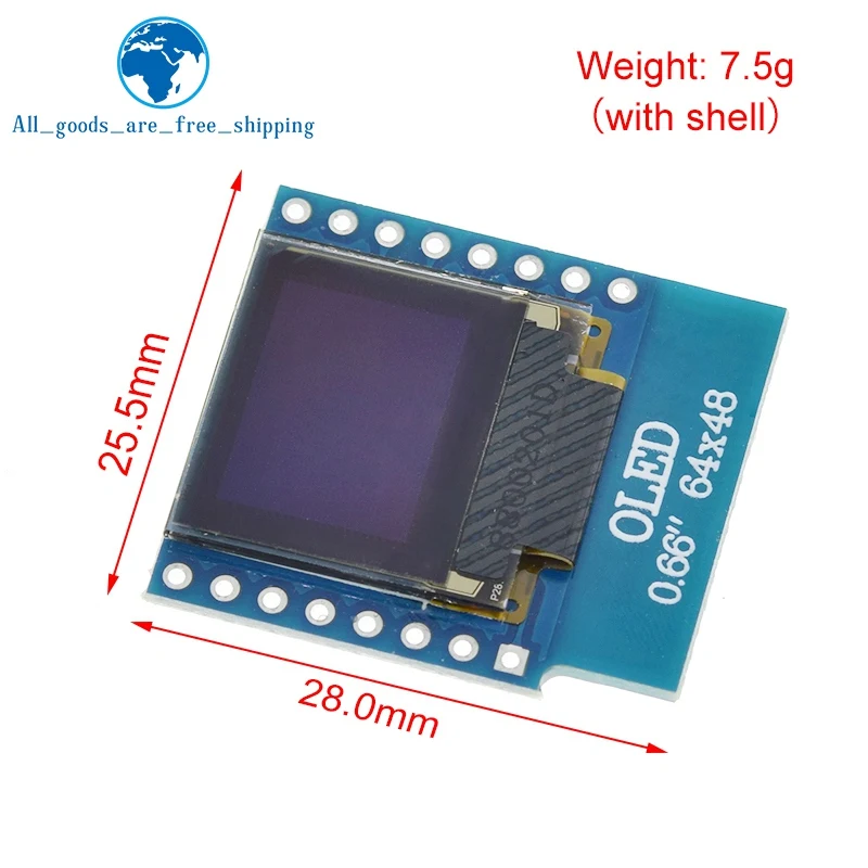 OLED Display Module,Professional HW-699 0.66 Inch 64x48 Pixels IIC OLED Display Module for D1 Mini Development Board,Anti-Aging,Anti-Corrosion