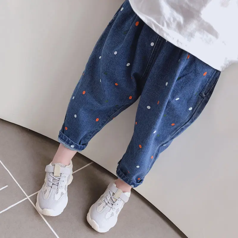 Girls Baby Polka Dot Jeans Children's Harem Pants Casual Trousers Children's Clothing 2-6 Years