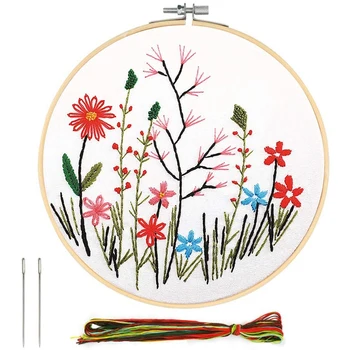 

HOT Full Range Embroidery Starter Kit DIY Cross Stitch Embroidery Handmade Art Sewing Kit,Floral Pattern
