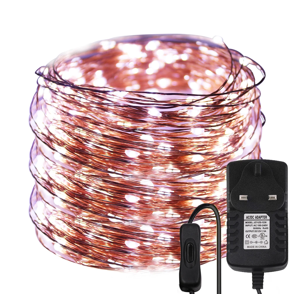 thumbnail image 2 of Guirnalda de luces LED de alambre de cobre para decoración del hogar, bodas, exteriores, Navidad, 12 V CC, 10 m, 20 m, 50 m, 2 of 5