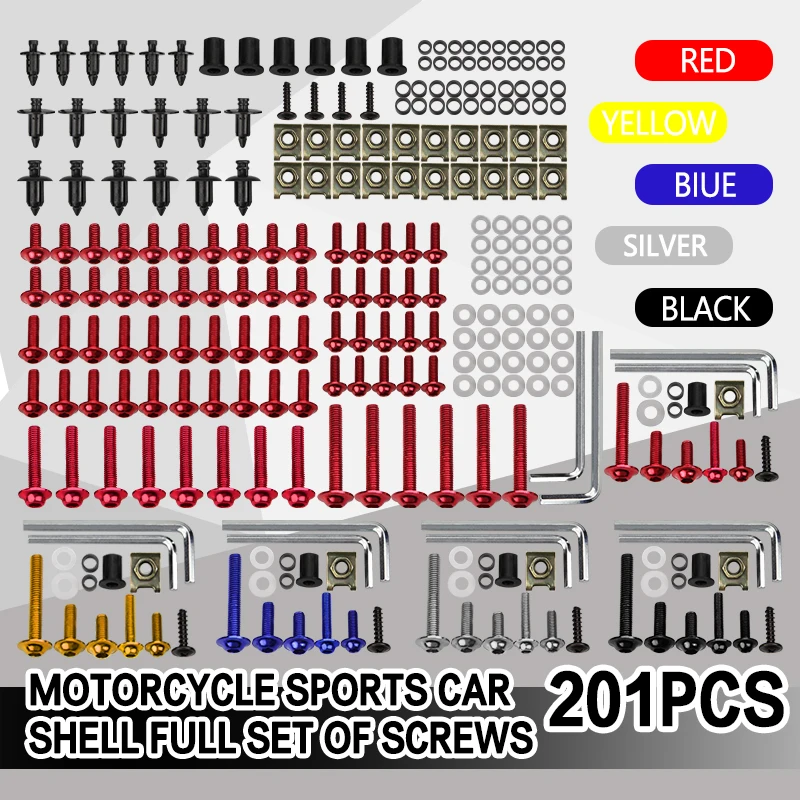 

201 PCS Motorcycle CNC Fairing Bolts Kit Screws For YZF 600 1000 R1 R6 R3 R15 R25 T-MAX 530 TMAX 500