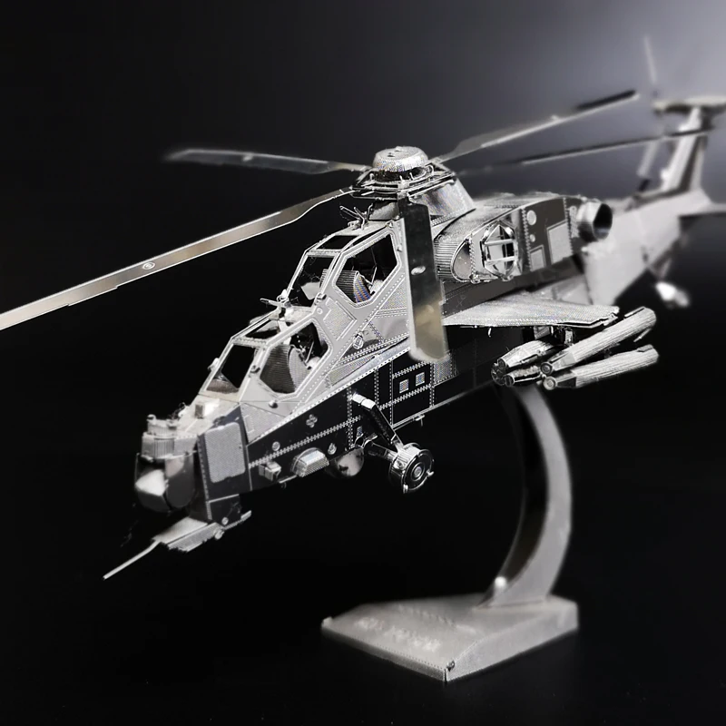 Забавный 3D металлический Пазл "Wuzhi вертолет" DIY 3D лазерная резка Лобзики военная модель моделирования детские развивающие игрушки подарки