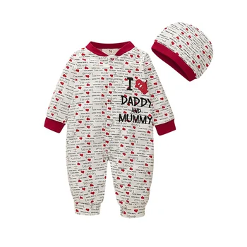 

2020 I l ove Mom Baby Boy Rompers Sets Newborn Jumpsuit Long Sleeve Cotton Pajamas Infant Rompers Baby Clothes Autumn Spring