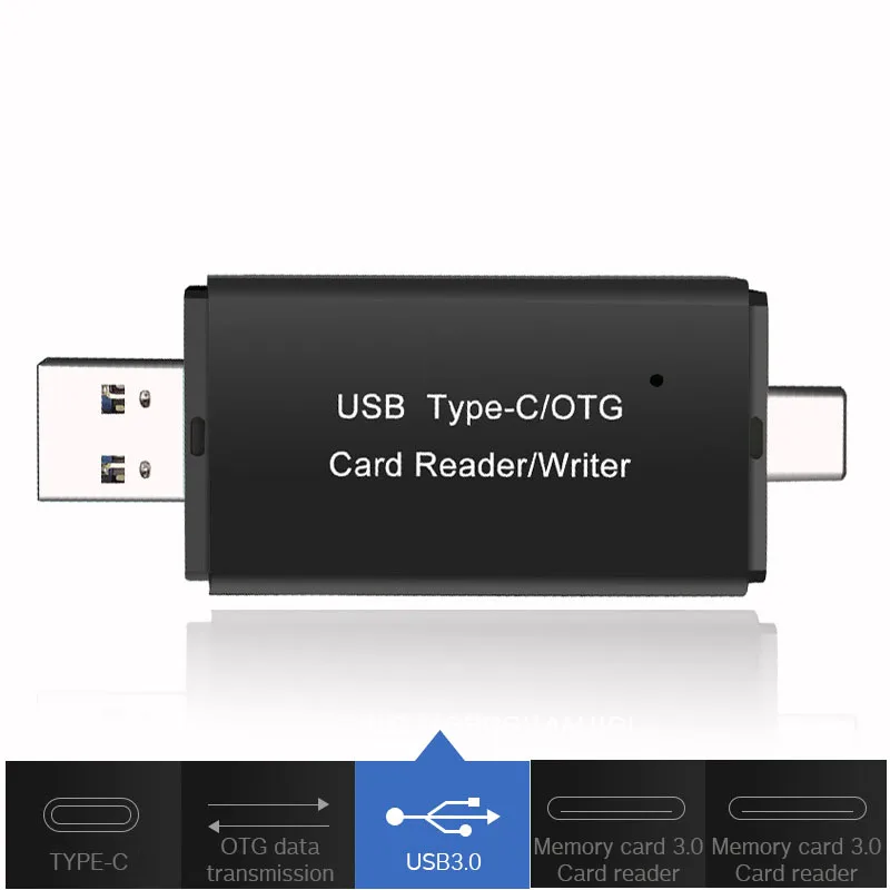 Адаптер для карт type C и Micro USB OTG 3 в 1 USB-C-ридер флеш-накопитель TF разъем для чтения мобильного телефона ПК Mac компьютера