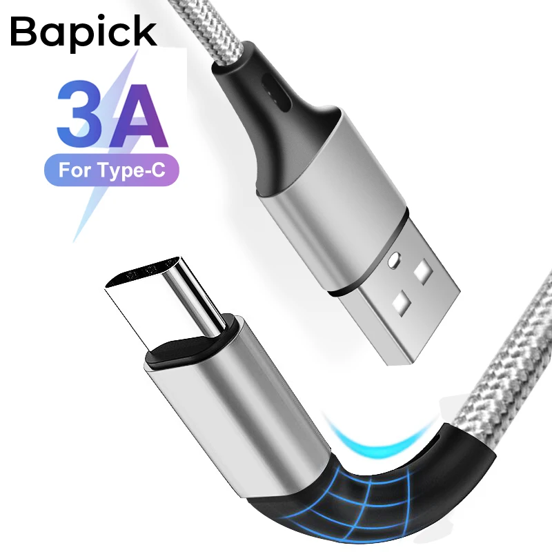 Bapick 0,25 M 1M 2M 3A usb type C кабель для samsung S8 S9 S10 Xiaomi Redmi; Huawei USB зарядное устройство кабель мобильного телефона провод шнур