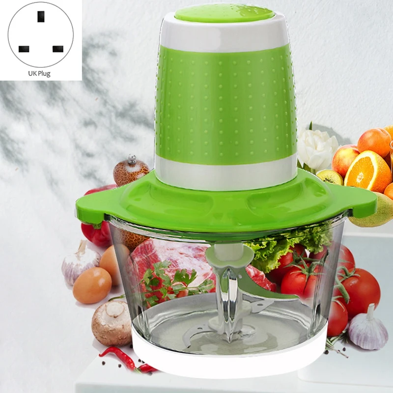 2L Electric Meat Grinder Fruit Vegetable Shredder Slicer Mincer Cutter Blender Stainless Steel Kitchen Accessories UK Plug