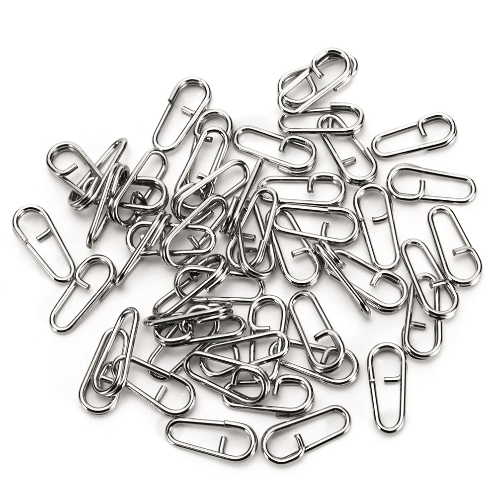 

50/100 Pcs Stainless Steel Fishing Snap Swivels Fishing Speed Clip Fishing Oval Split Fishing Line Connector Fishing Gear Pesca