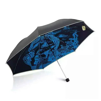 

Ultra-light portable sunscreen solid color pencil umbrella creative tri-fold lady umbrella