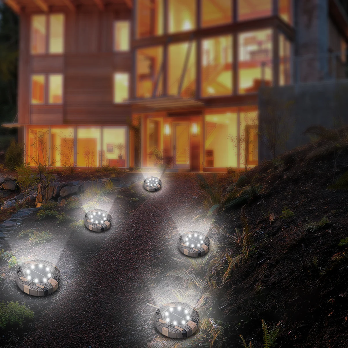 Movido a Energia Deck de Disco Lâmpada ao ar Ip65 à Prova Solar Luzes Leds Jardim Livre Dwaterproof Água Paisagem Luz Gramado Caminho Quintal 4 Pçs 8 20 8 leds jardim deck de disco lâmpada