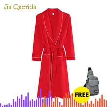 Мужской Халат хлопковое зимнее кимоно теплое хлопковое стеганое с длинными рукавами китайский красный ромбовидный узор Высокое качество отворот роскошный банный Халат