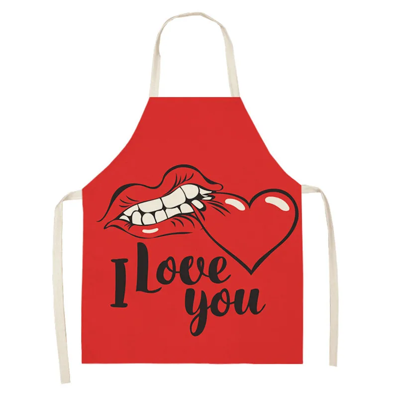 Кухонные фартуки Love Heart для женщин нагрудники из хлопка и льна домашний моющий