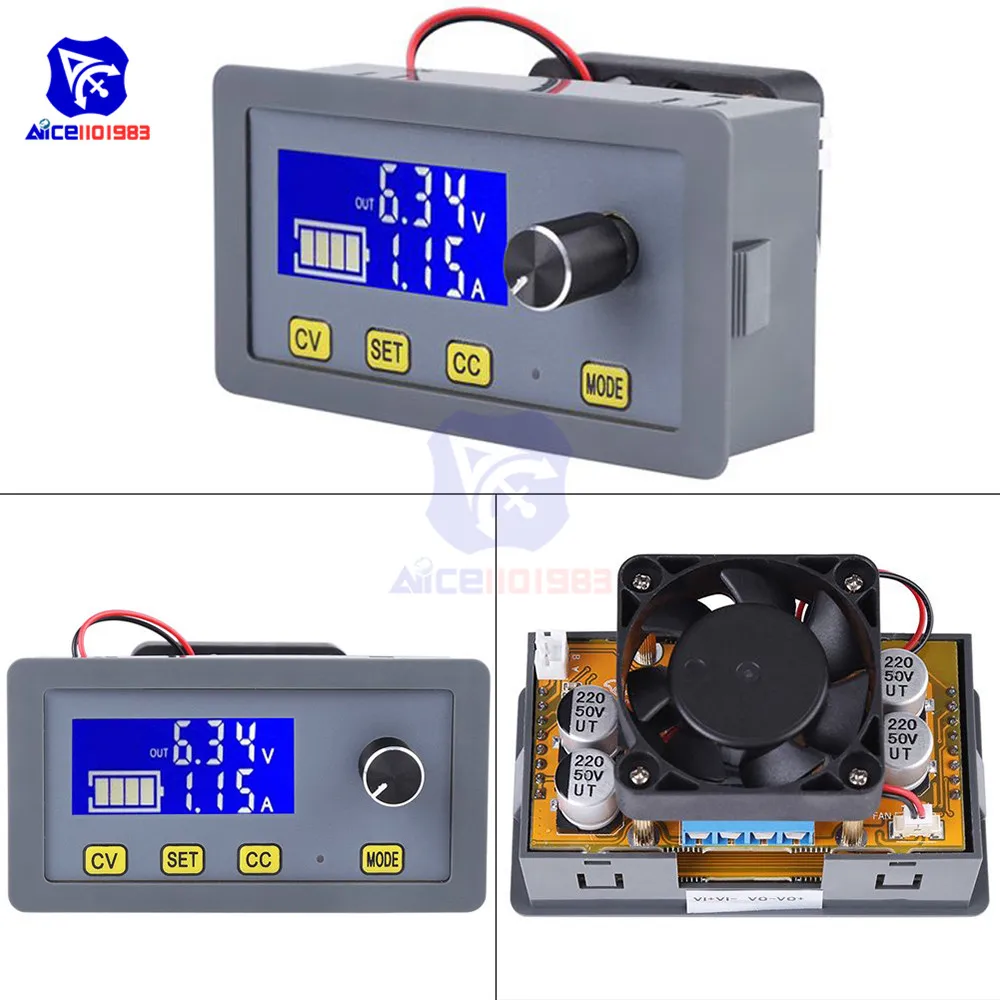 Продажа Diymore font b LCD b font цифровой DC DC 6 32 В до 0 32 В 5A понижающий преобразователь модуль питания с вентилятором Регулируемый регулятор напряжения