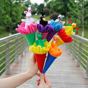 

Cute Animal Puppet Baby Learning Game Props Marioneta Telescopic Stick Dolls Toys Funny Colorful Parent-Child Preschool Toys